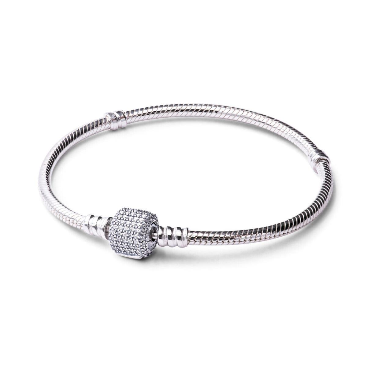 Pandora Moments Sparkling Pav Clasp Snake Chain Bracelet-590723CZ