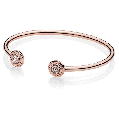 Pandora Rose Gold Signature Bangle with Clear Zirconia -580528CZ With Gift Box