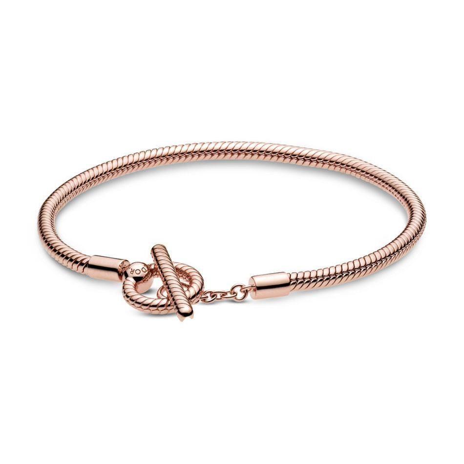 Pandora Moments T-bar Snake Chain Bracelet Rose Gold-plated -589087C00 with Gift Box