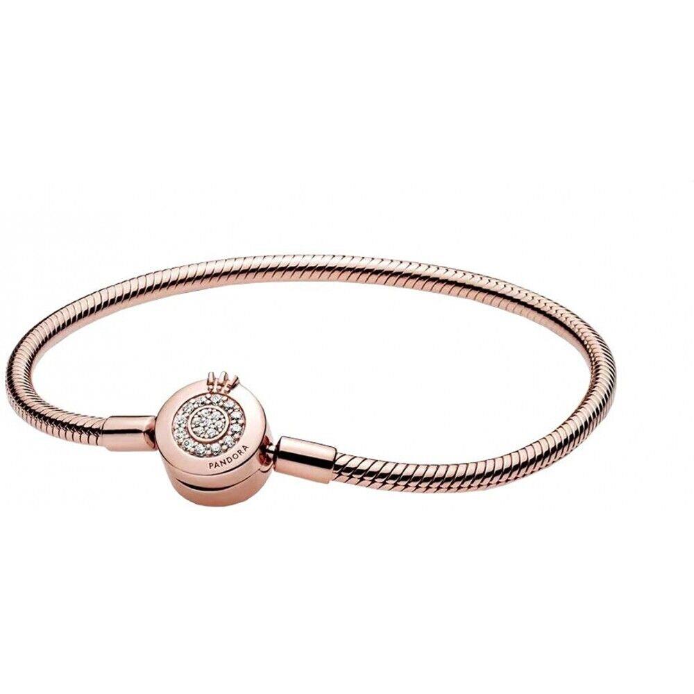 Pandora Rose Sparkling O Crown Clasp Bracelet with Clear Zirconia -589046C01 with Gift Box