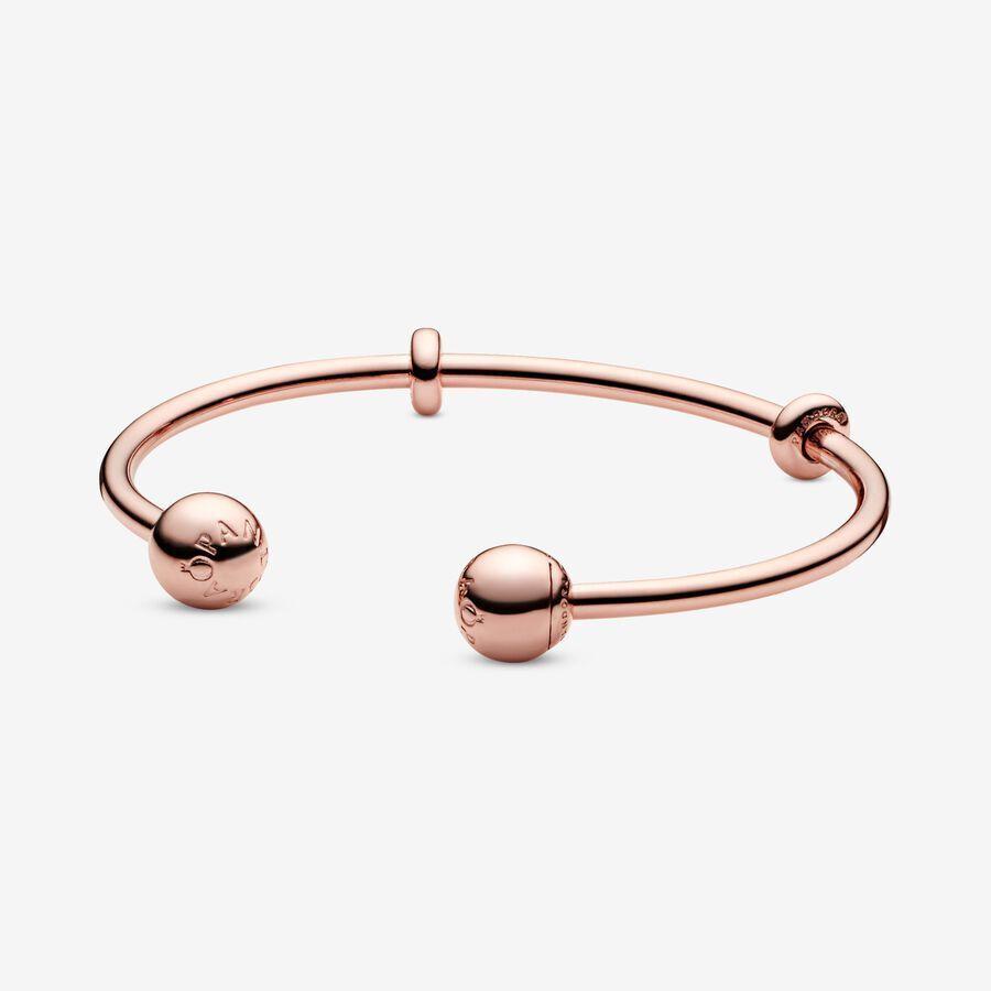 Pandora Moments 14k Rose Gold Plated Open Bangle Bracelet 586477