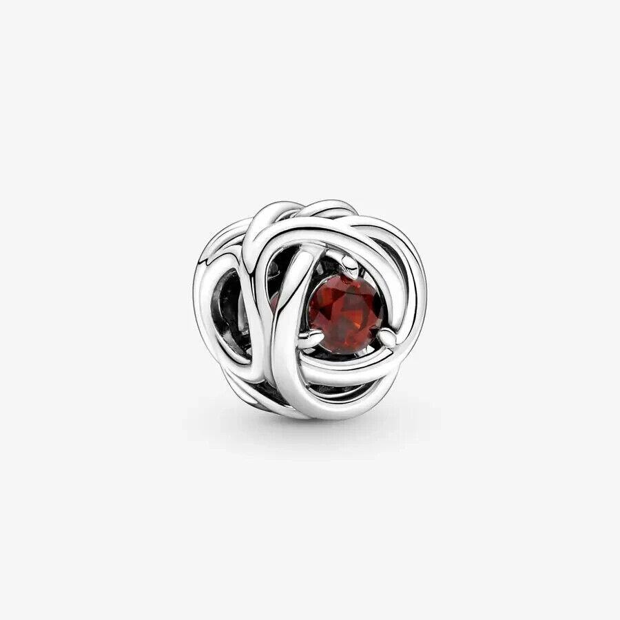 Pandora Sterling Silver January Red Eternity Circle Charm 790065C06