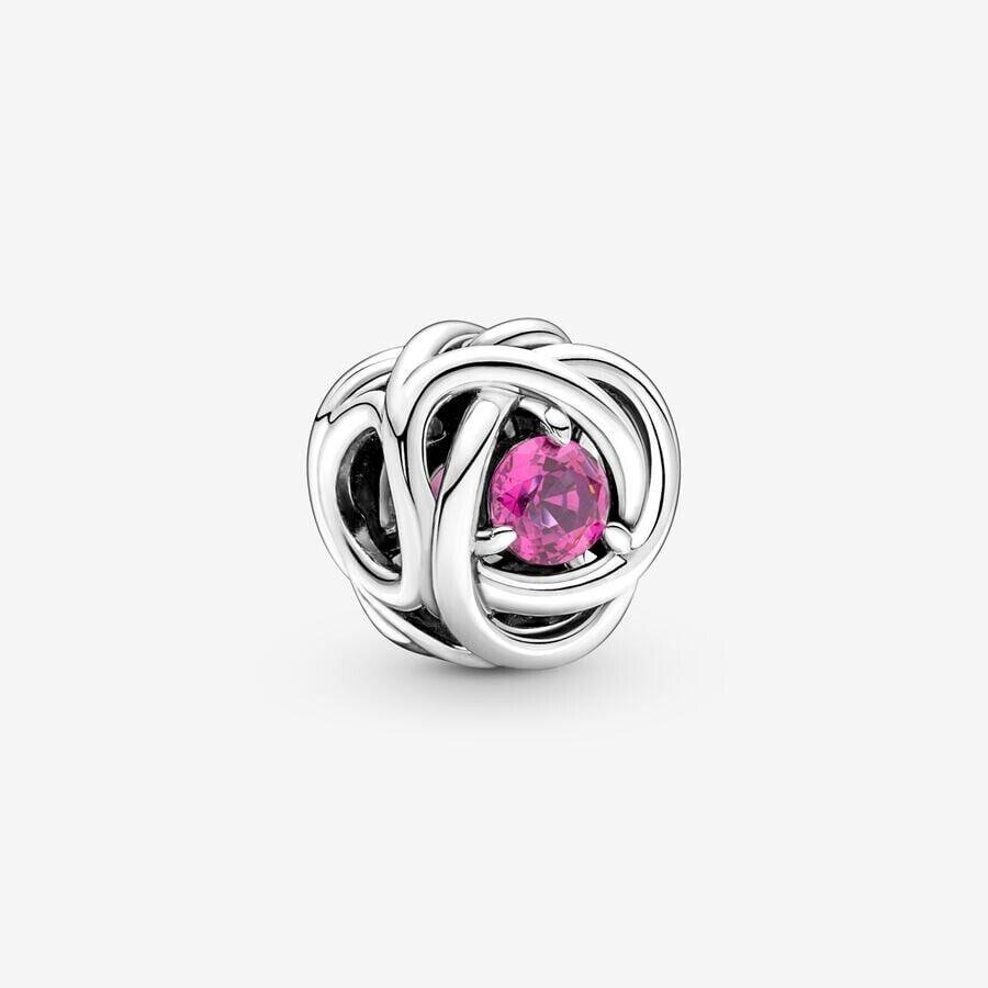 Pandora Sterling Silver October Pink Eternity Circle Charm 790065C05