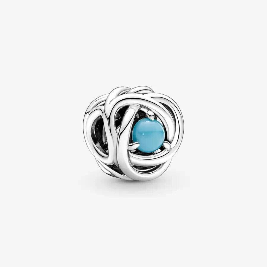 Pandora Silver December Turquoise Eternity Circle Charm 790064C02