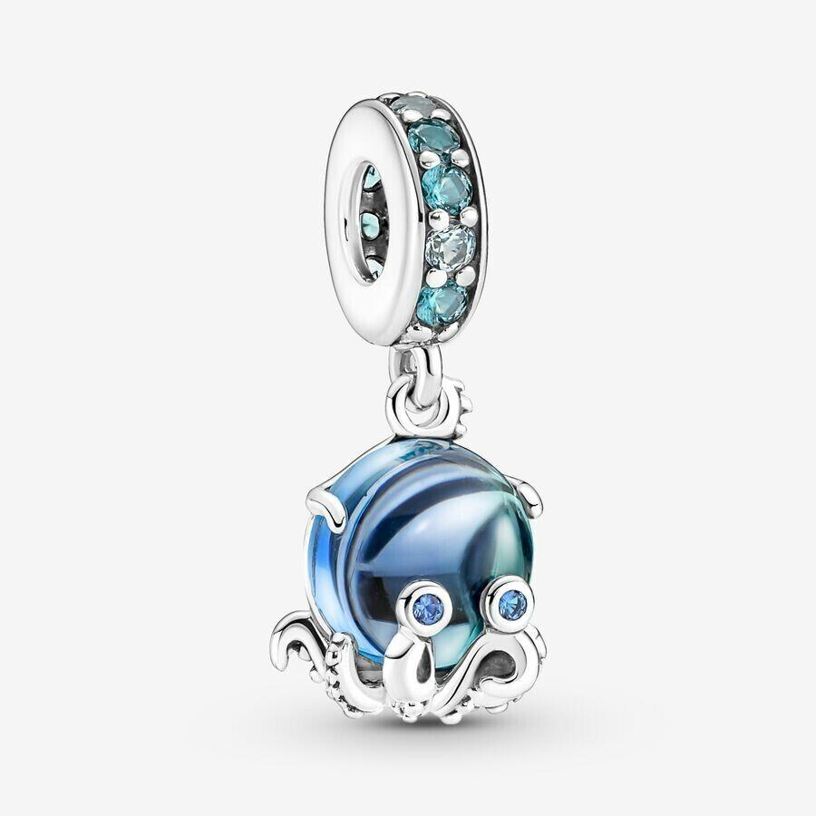 Pandora 925 Silver Murano Glass Cute Octopus Dangle Charm 791694C01