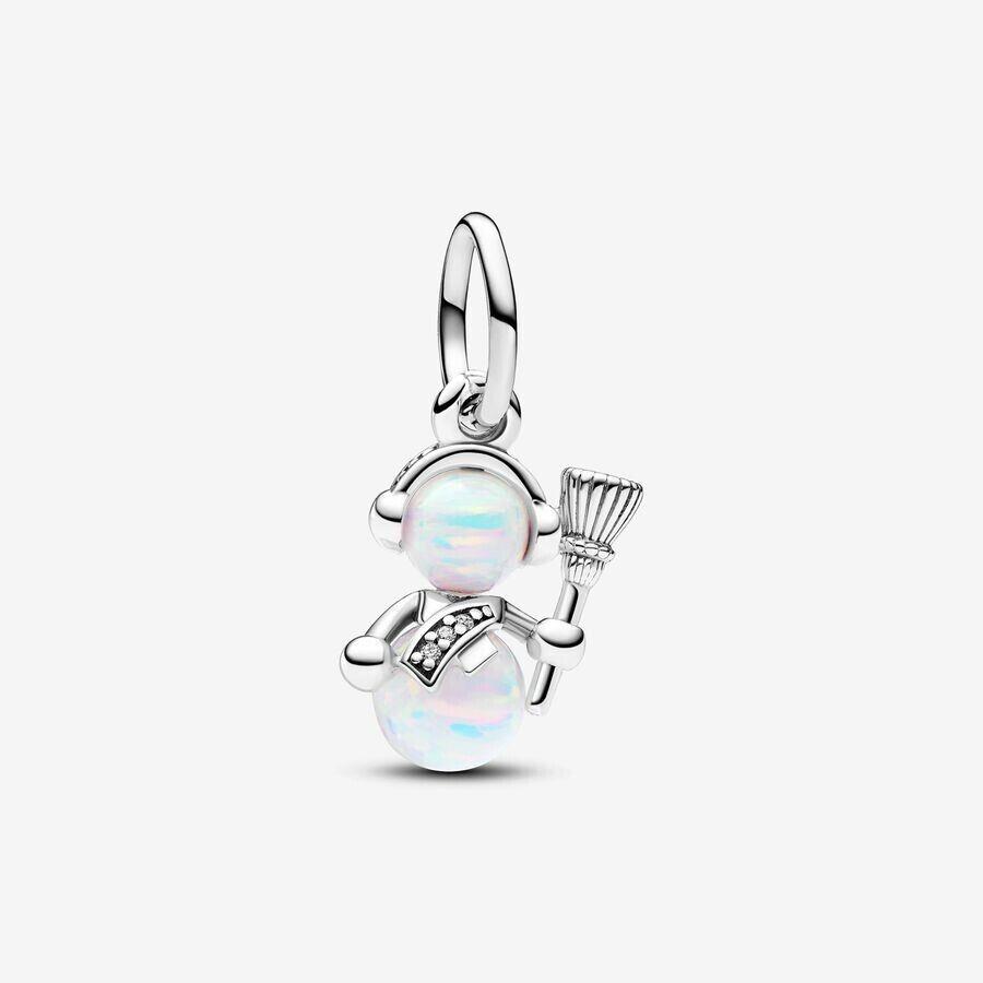 Pandora Moments Silver Opalescent Snowman Dangle Charm 792981C01