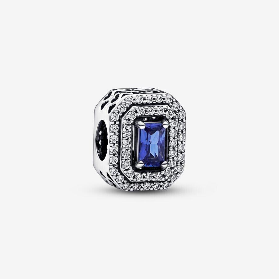 Pandora Silver Blue Sparkling Leveled Rectangular Charm 792385C01