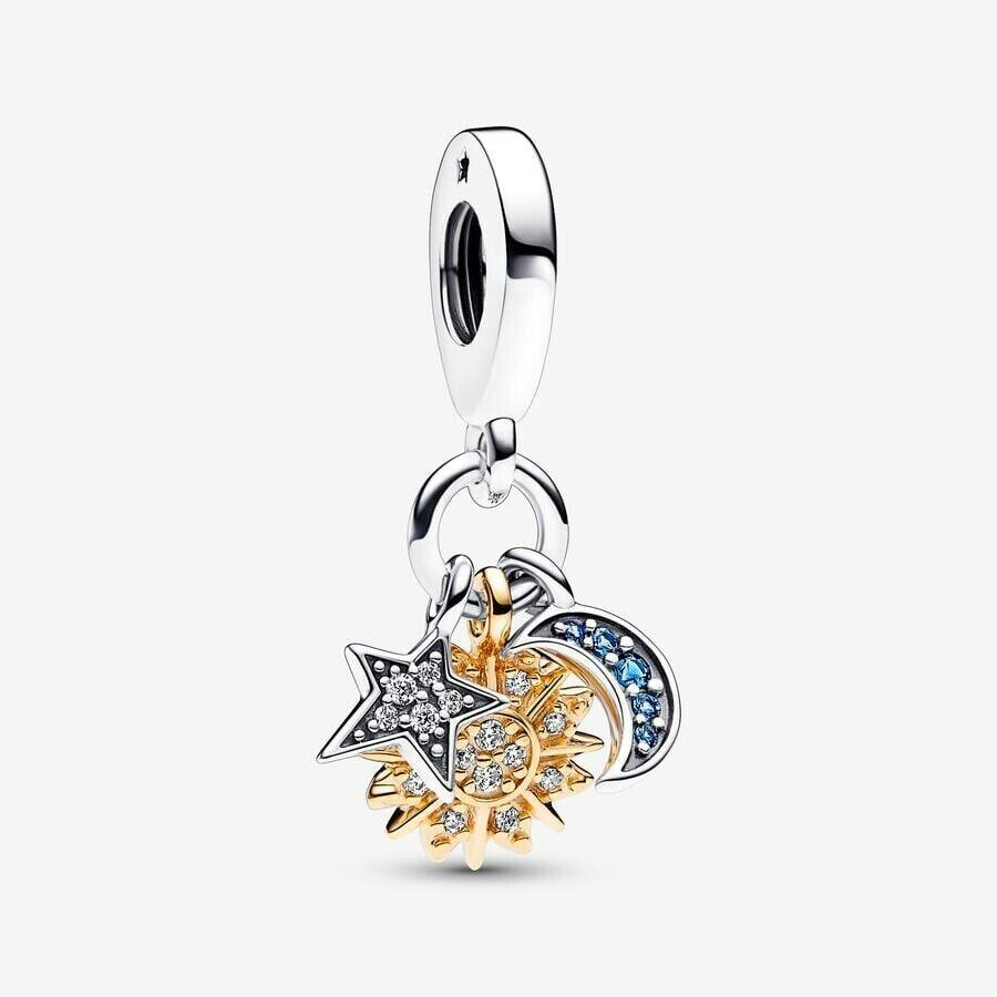 Pandora Moments Two-tone Celestial Triple Dangle Charm 762676C01