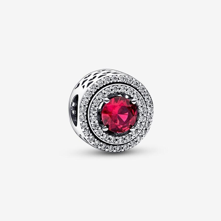 Pandora Sterling Silver Red Sparkling Leveled Round Charm 792418C01