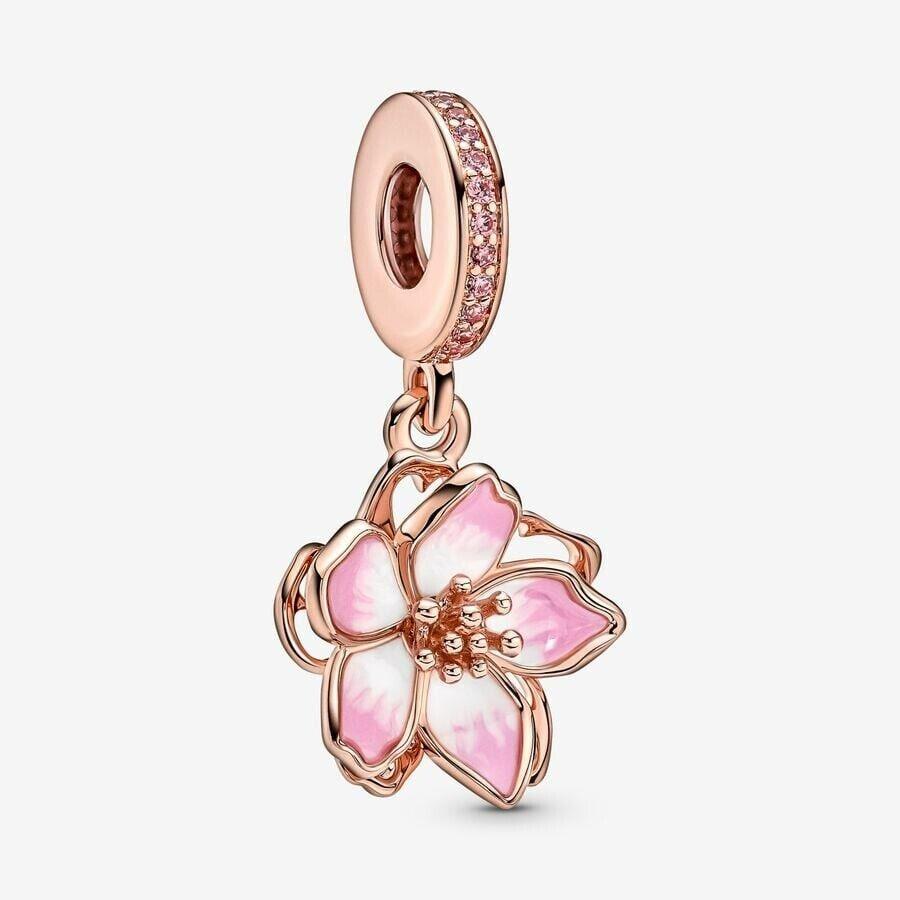 Pandora 14k Rose Gold Plated Cherry Blossom Dangle Charm 780667C01