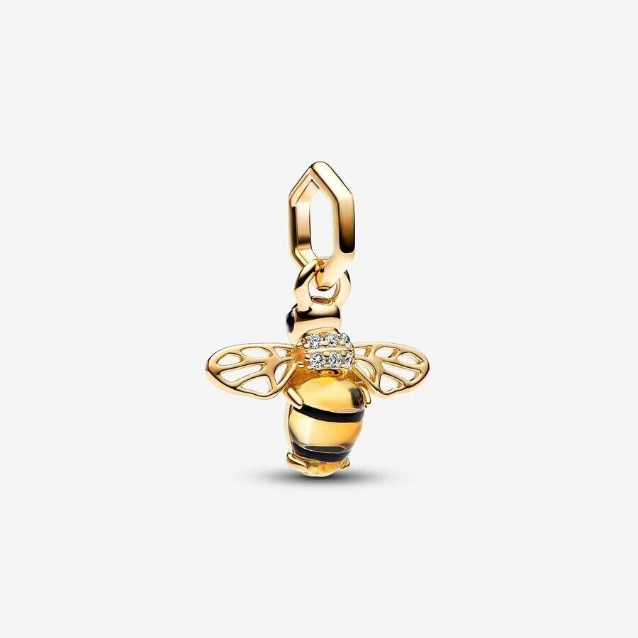 Pandora Moments Gold Plakted Sparkling Bee Dangle Charm 762672C01