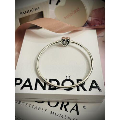 Pandora Intwined Infinite Hearts Bangle Bracelet 591064C01-19 Size 7.5 LE