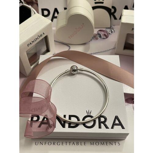 Pandora Kiss ME Charm Bangle Bracelet ENG590713-19 Size 7.5 Limited Edition