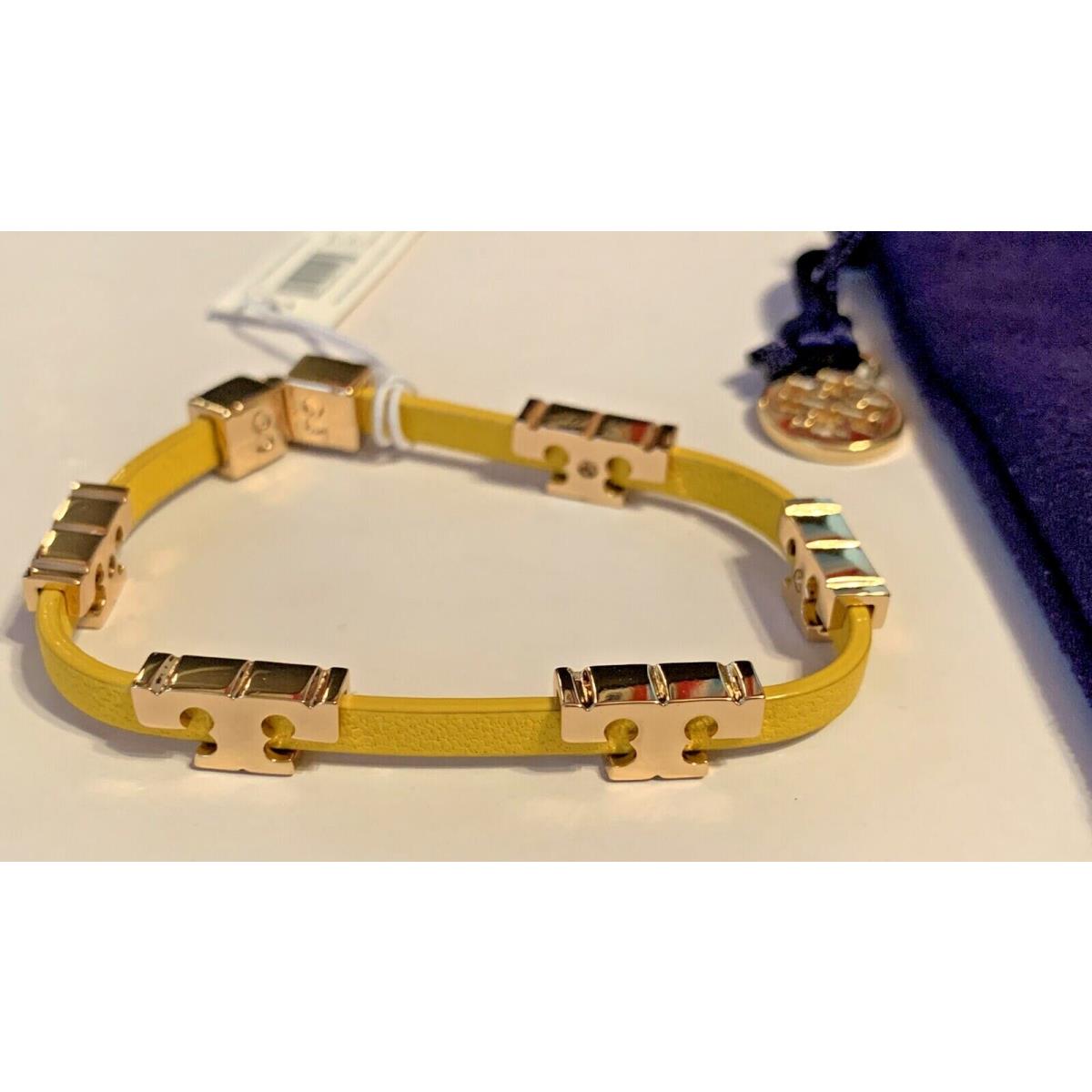 Tory Burch Women Serif T Single Wrap Bracelet Tory Gold Yellow Tags Dust Bag