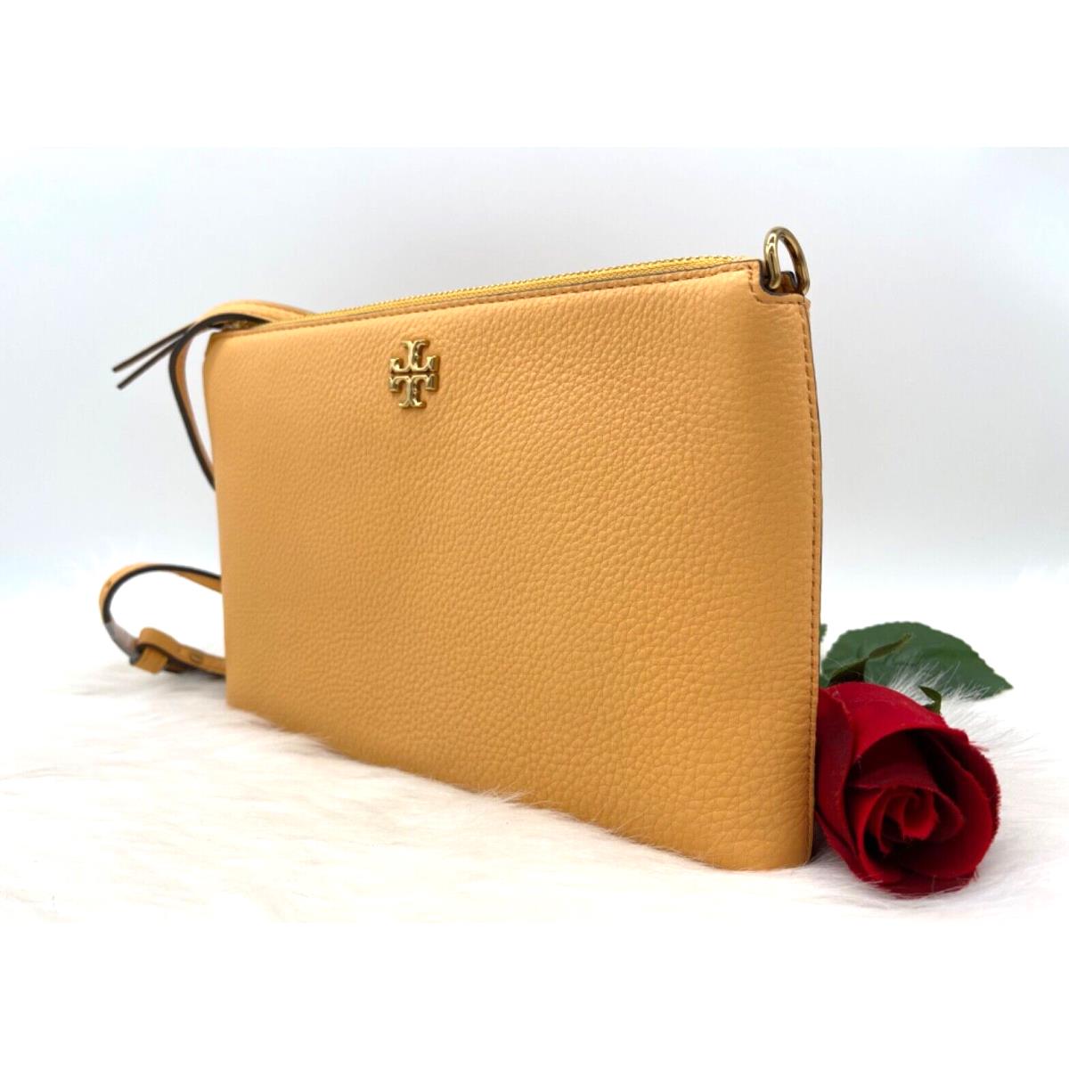 Tory Burch Kira Small Top Zip Leather Crossbody Clutch In Jackfruit