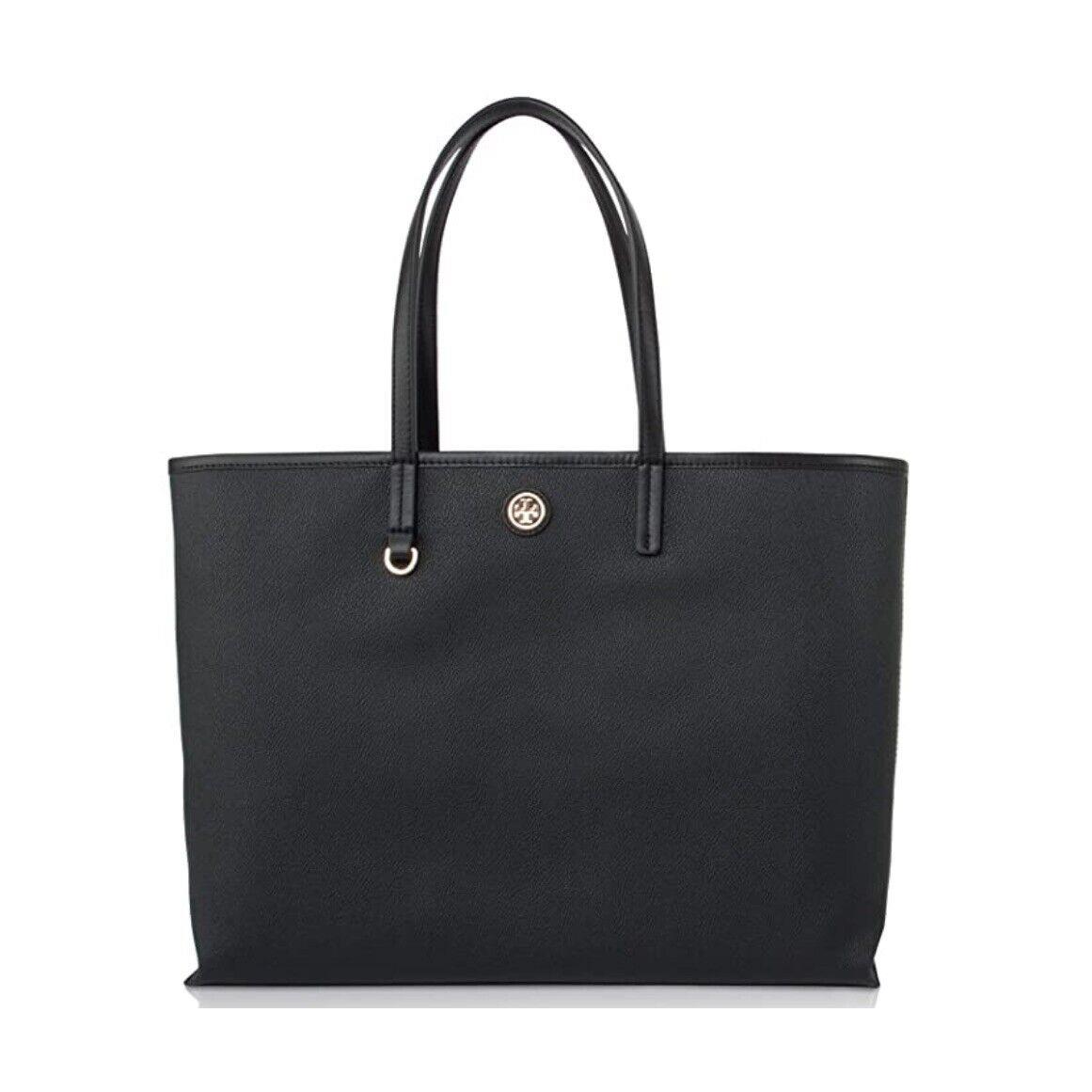 Tory Burch Cameron Large Black Coated Canvas Tote