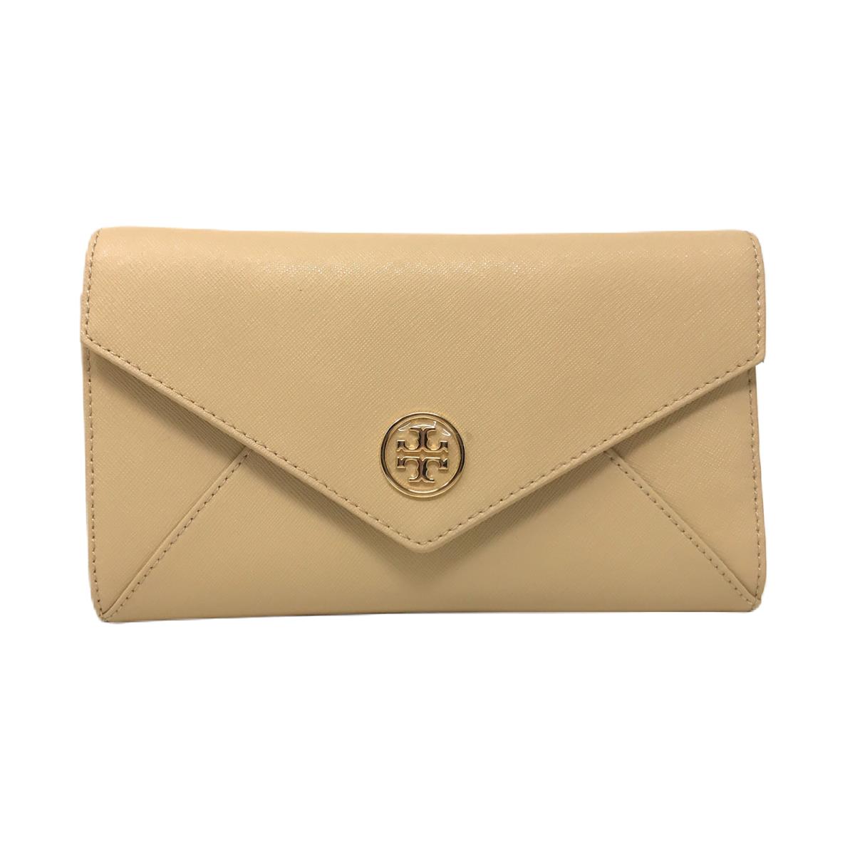 Tory Burch Robinson Saffiano Leather Envelope Wristlet in Toasted Wheat: