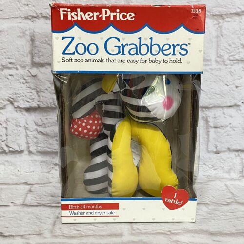 Vintage 1991 Fisher Price Zoo Grabbers Zebra Plush Animal Toy Nos