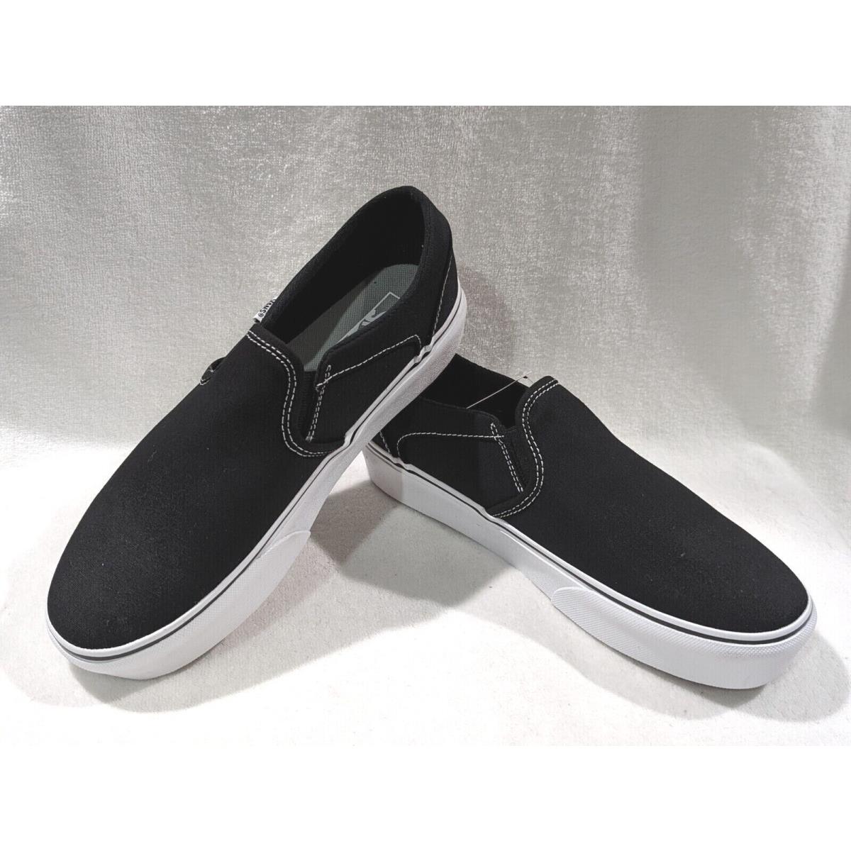 Vans Women`s Asher Platform Black Canvas Slip On Sneakers - Size 9.5
