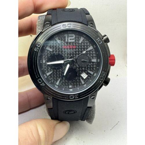 Red Line Mission Chronograph Men`s Watch RL-50033-BB-01 Black Rubber Band R16