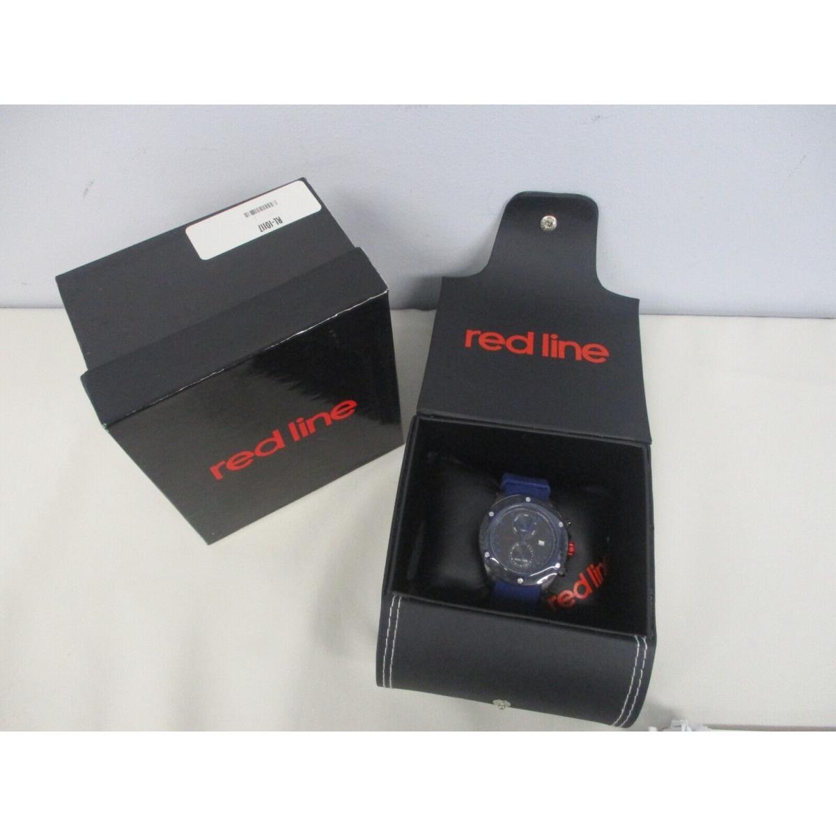 Red Line Men`s Watch with Cobalt Blue Silicone Band Mib
