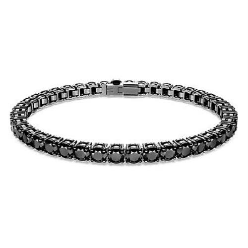 Swarovski Matrix Tennis Bracelet Round Cut Black Ruthenium 5664196 Size M