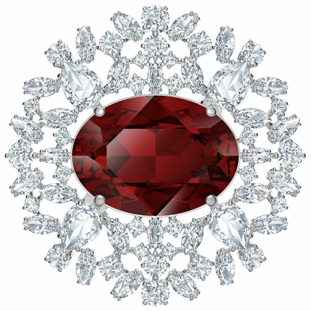 Louison Brooch Pin Red White Rhodium Plating 2019 Swarovski Jewelry 5495263