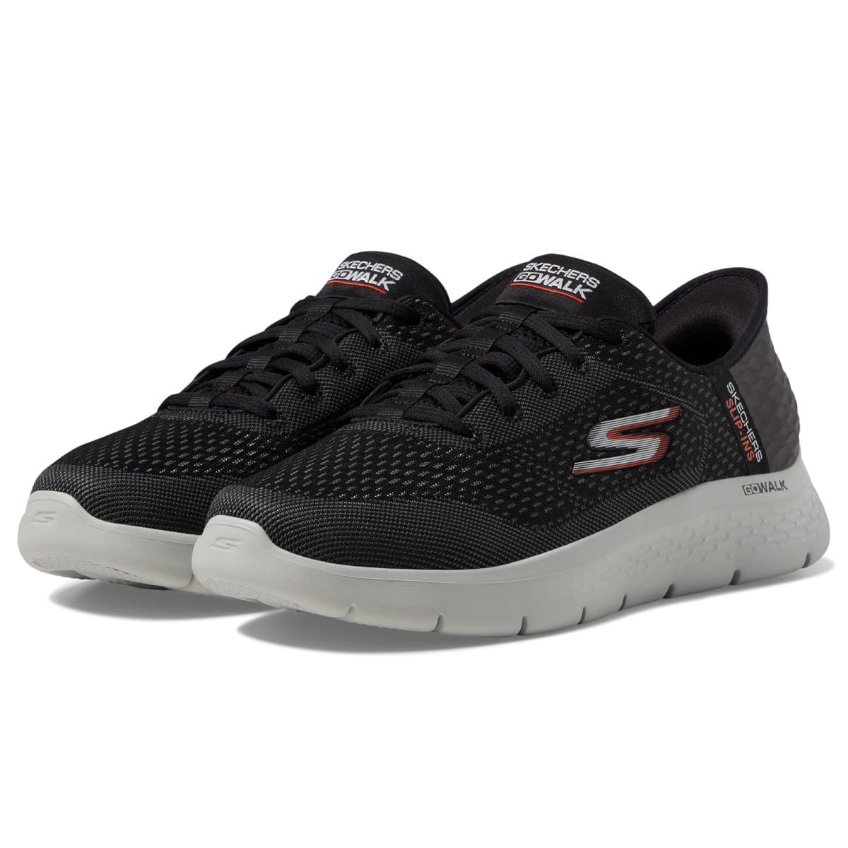 Man`s Shoes Skechers Performance Go Walk Flex - World Hands Free Slip-ins - Black/Orange