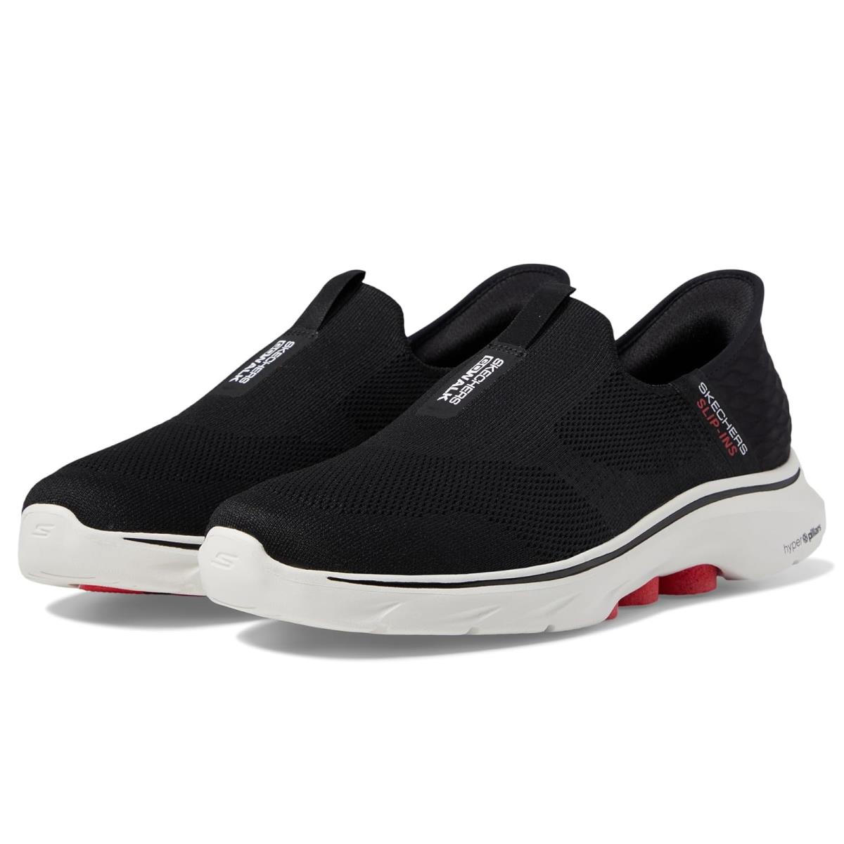 Man`s Shoes Skechers Performance Go Walk 7 - Easy On 2 Hands Free Slip-ins Black/White