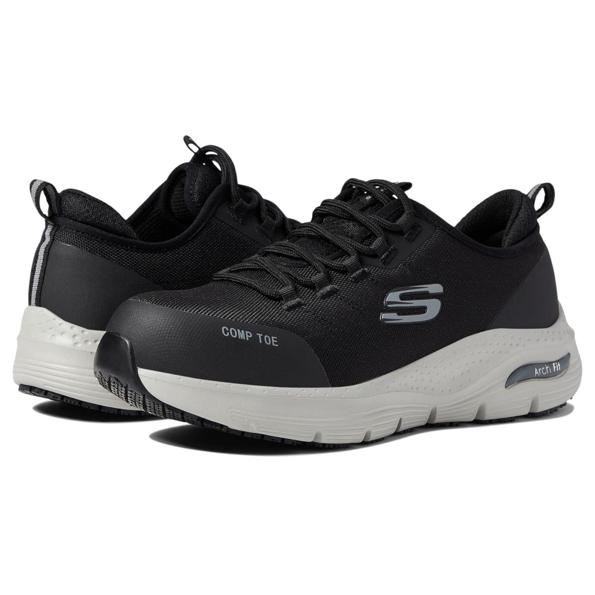Woman`s Sneakers Athletic Shoes Skechers Work Arch Fit SR Composite Toe Black/Gray