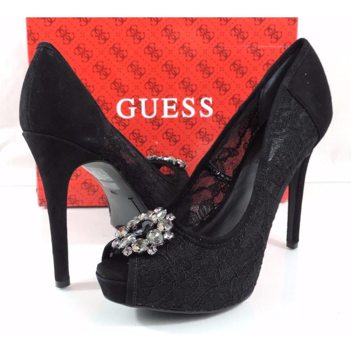 Guess Hotspot Platform Dress Pumps Heels Black Multi Fabric Size 10