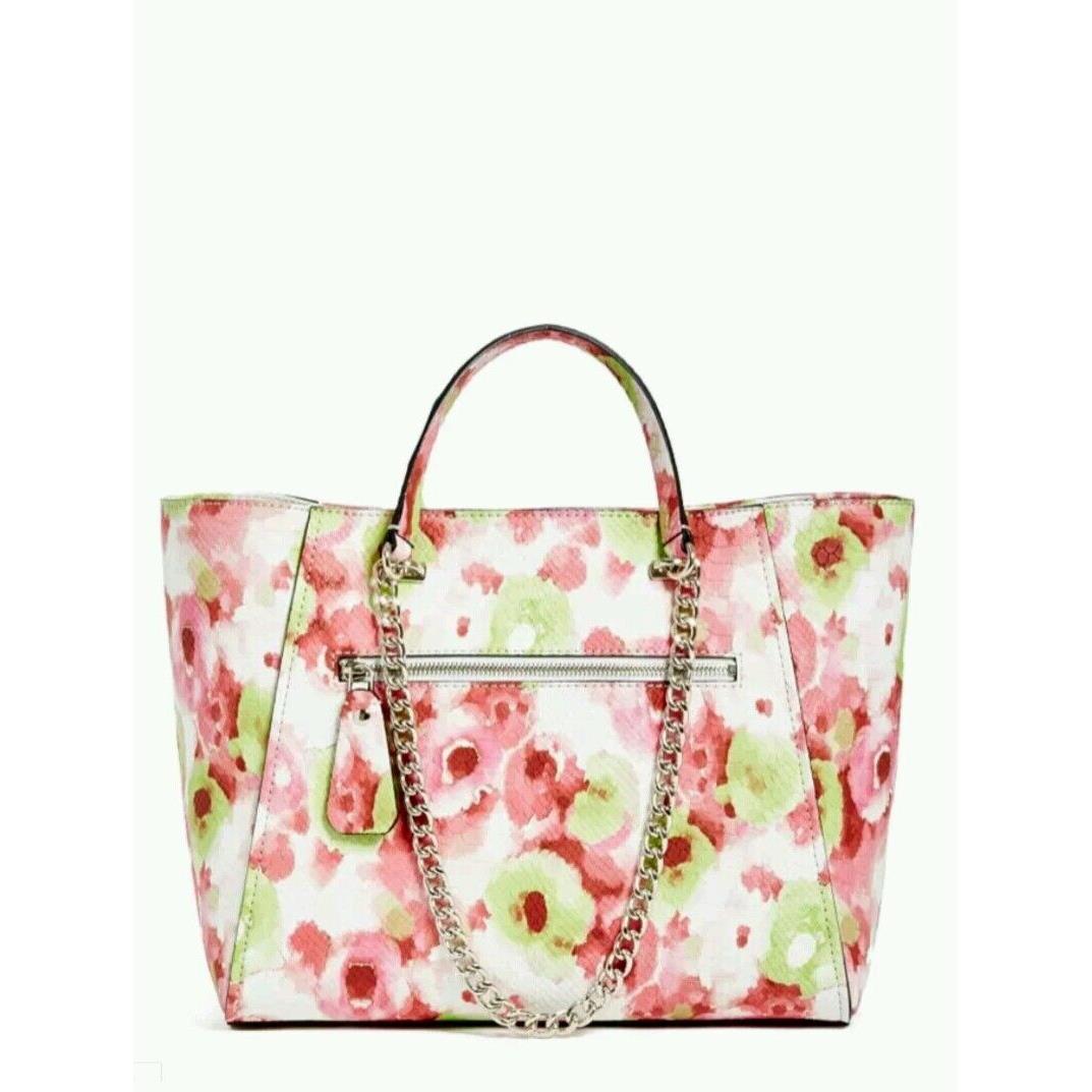 Guess Nikki Classic Chain Tote Handbag Purse Pink Floral Print