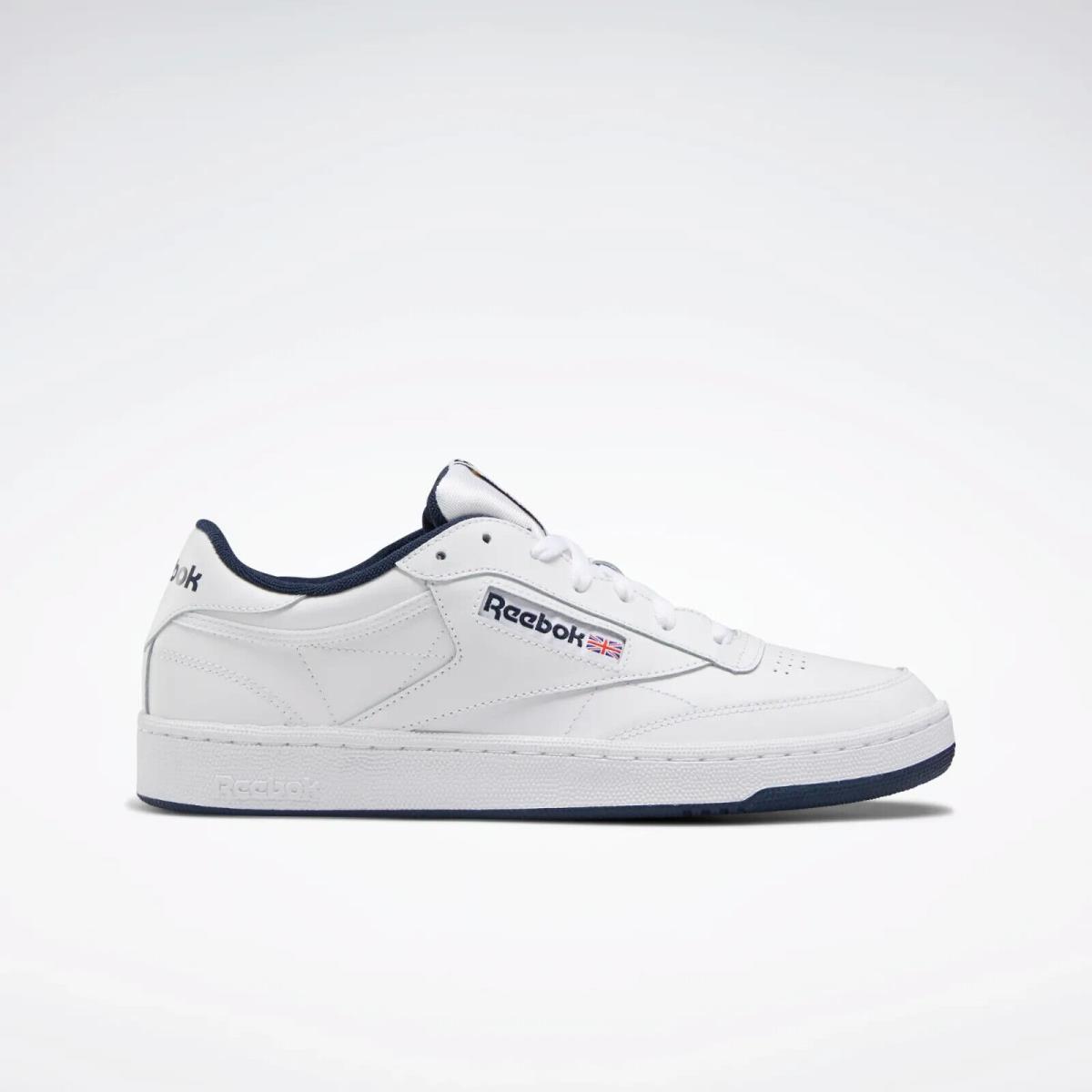 Reebok Classic Club C 85 White Navy Logo AR0457 Mens Casual Shoes Sneaker