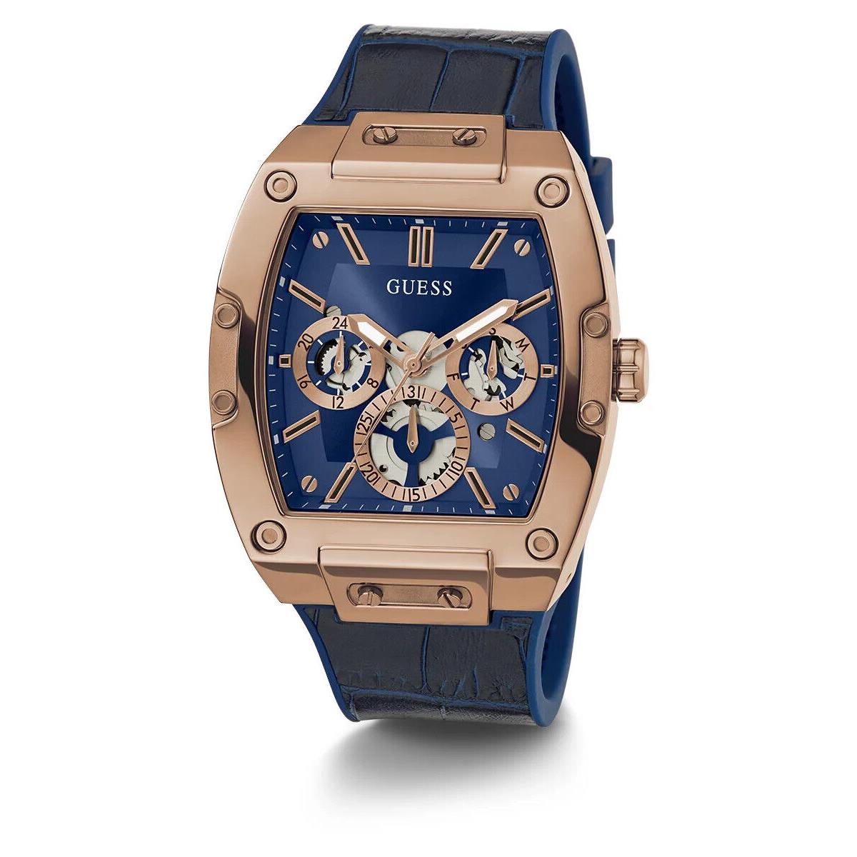Guess Men`s Blue Gold Tone Multi-function Quartz Watch - GW0202G8