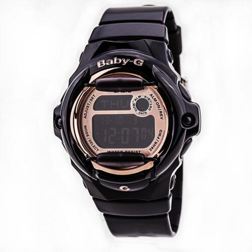 Casio Women`s Watch Baby-g Rose Gold and Black Digital Dial Resin Strap BG169G-1