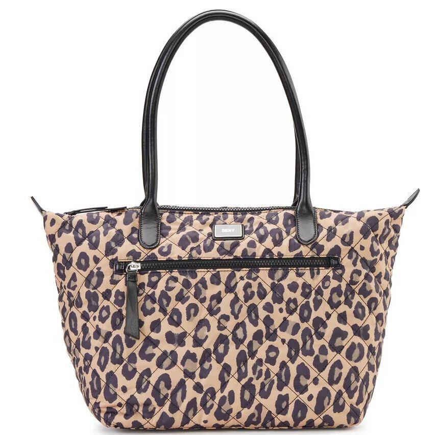 Dkny Lyla Shopper Large Tote Leopard Animal Print Zip Top Closure