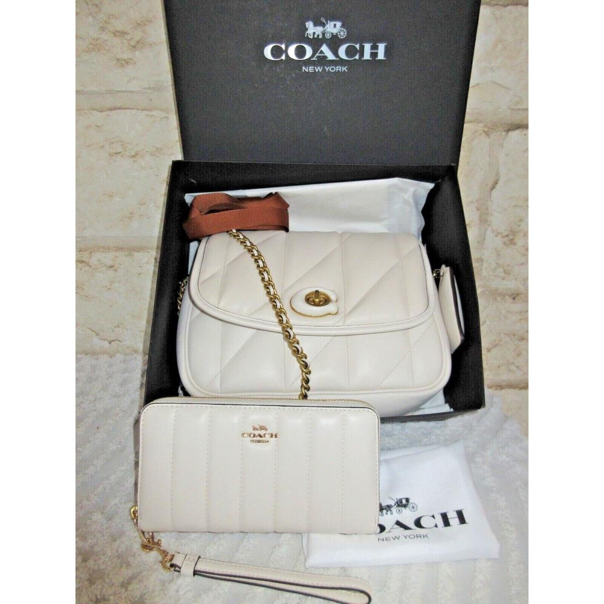 Coach Pillow Madison Shoulder Bag Pillow Quilting Chalk Med Bag Set Options Purse + WRISTLET Madison Pillow Leather Shoulder