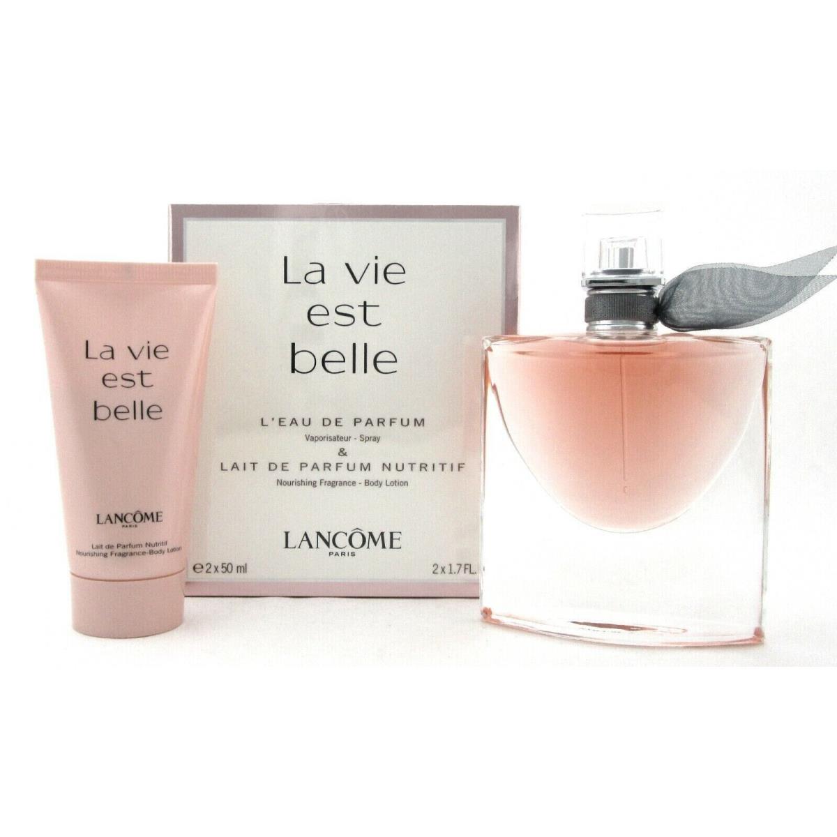 LA Vie Est Belle Lancome 1.7 OZ Eau DE Parfum Lotion 2 PC Set Womens Perfume