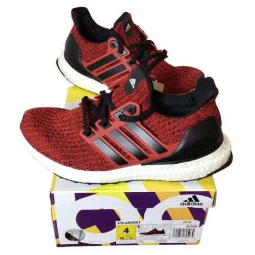 Adidas Kids Size 4 Ultraboost 4.0 Power Red Core Black Running Athletic Shoes