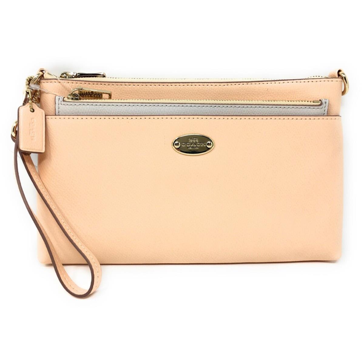 Coach Crossgrain Leather Wristlet with Removable Leather Pouch - Apricot Chalk