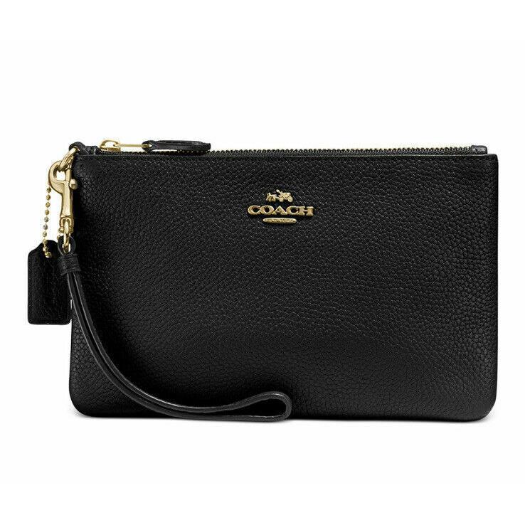 Coach Black Small Leather Wristlet Black