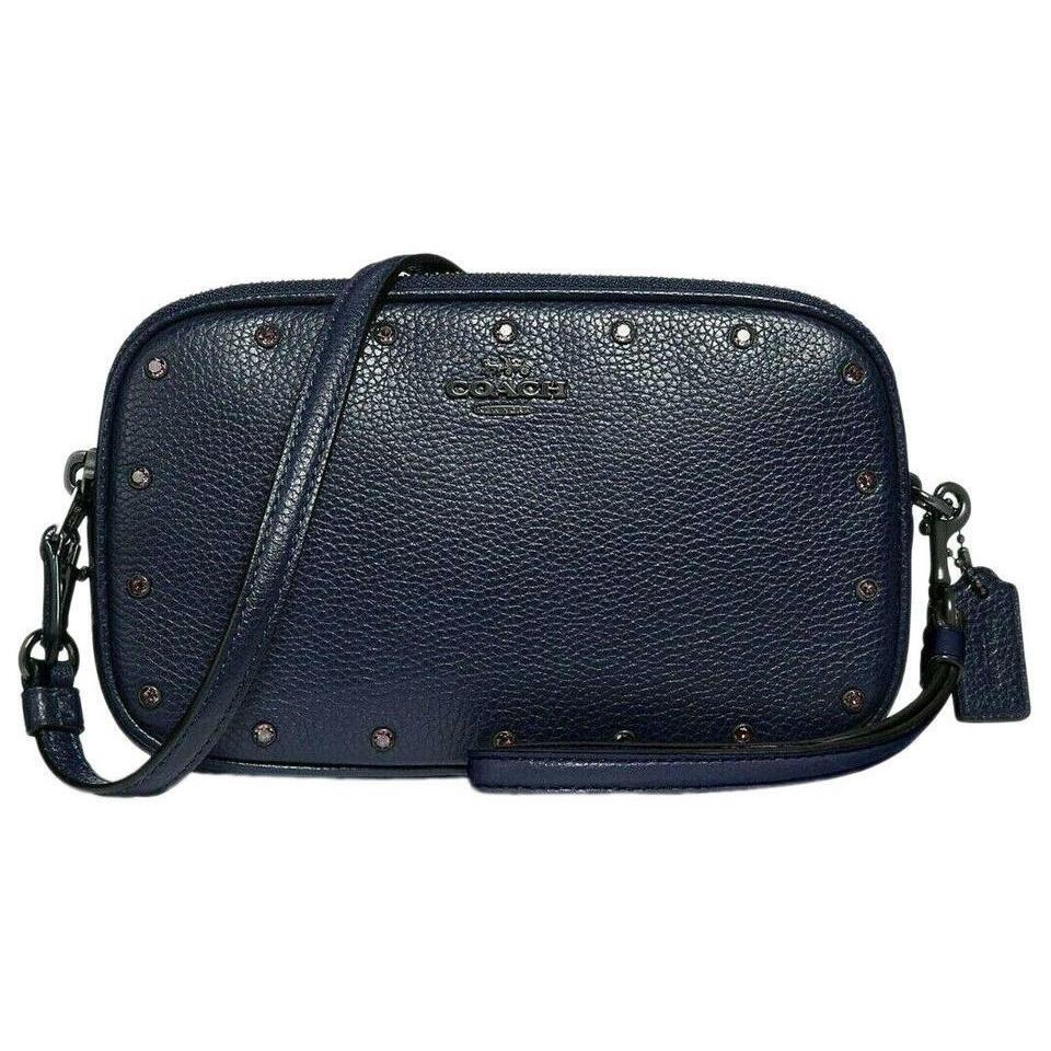 Coach 38931 Sadie Crystal Rivets Crossbody Clutch Cadet Blue Navy