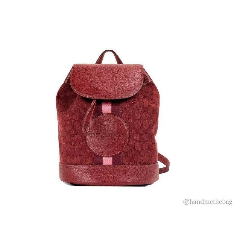 Coach CE601 Dempsey Red Apple Signature Jacquard Canvas Logo Patch Backpack