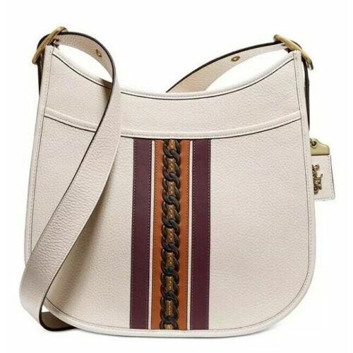 Coach Emery Varsity Stripe Pebble Leather 89122 Crossbody Chalk Multi