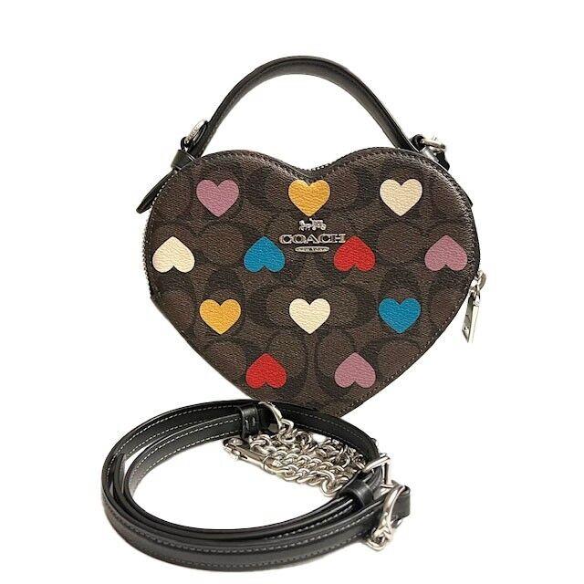 Coach Heart Crossbody Purse In Signature Canvas with Heart Print CP022