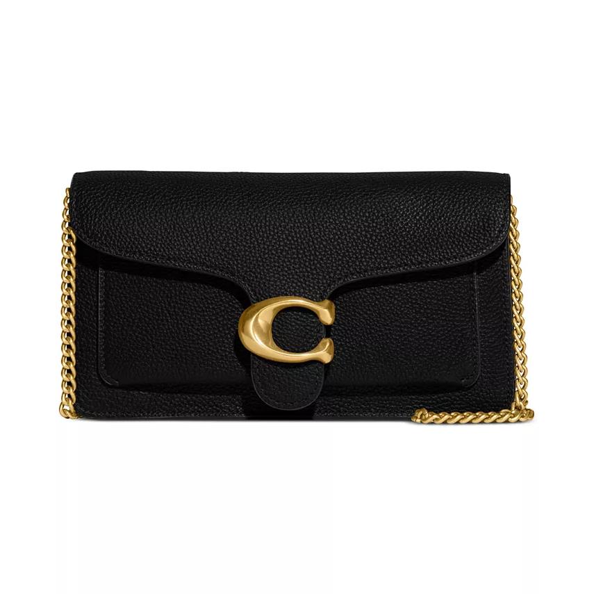 Coach Polished Pebble Leather Tabby Chain Clutch B4/BLACK