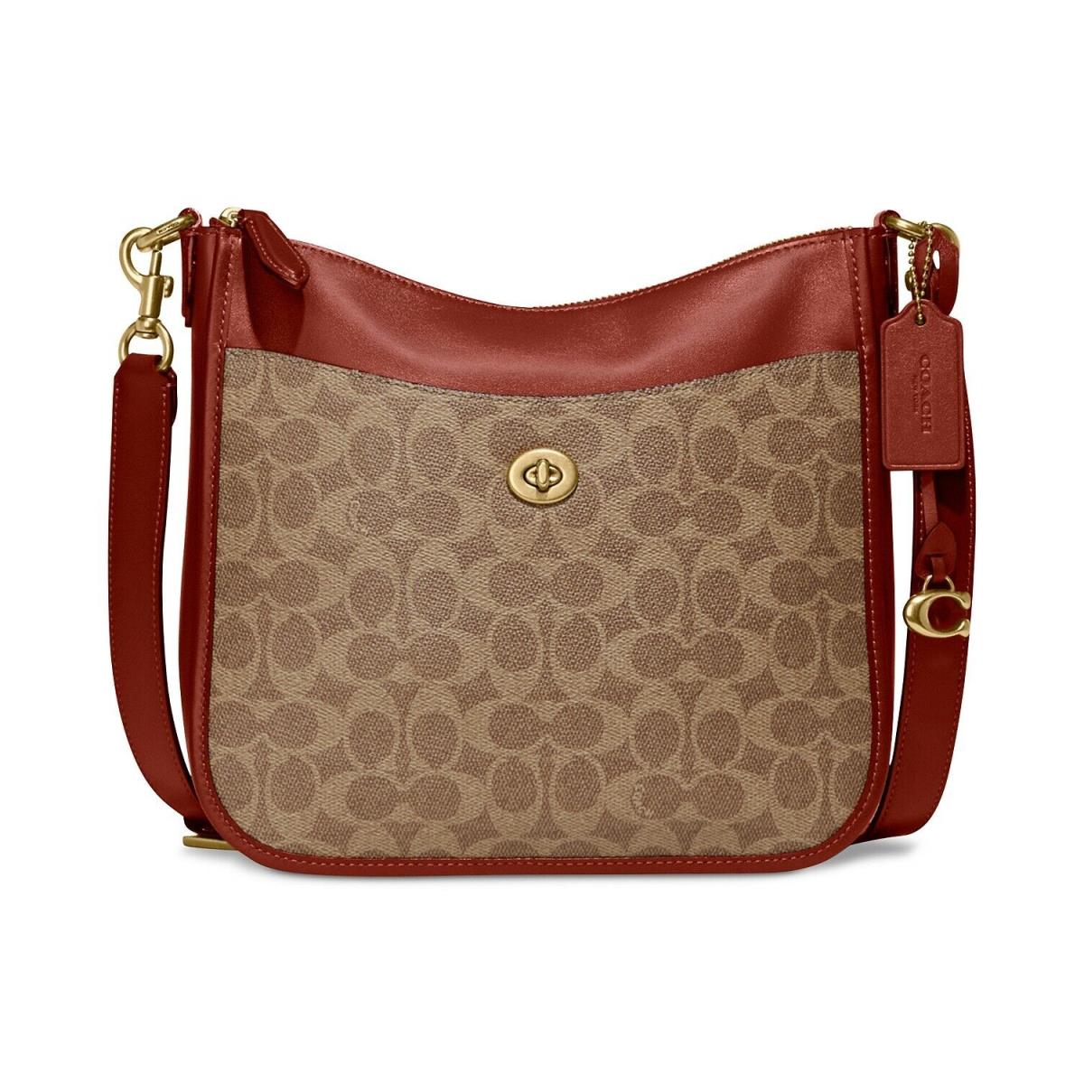 Coach Coated Canvas Signature Chaise Crossbody Tan Rust