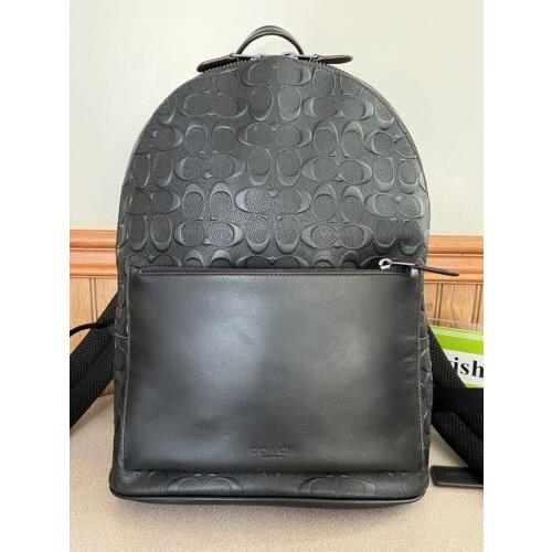 Coach Metropolitan Soft Backpack Signature Leather Black Antique Nickel 978