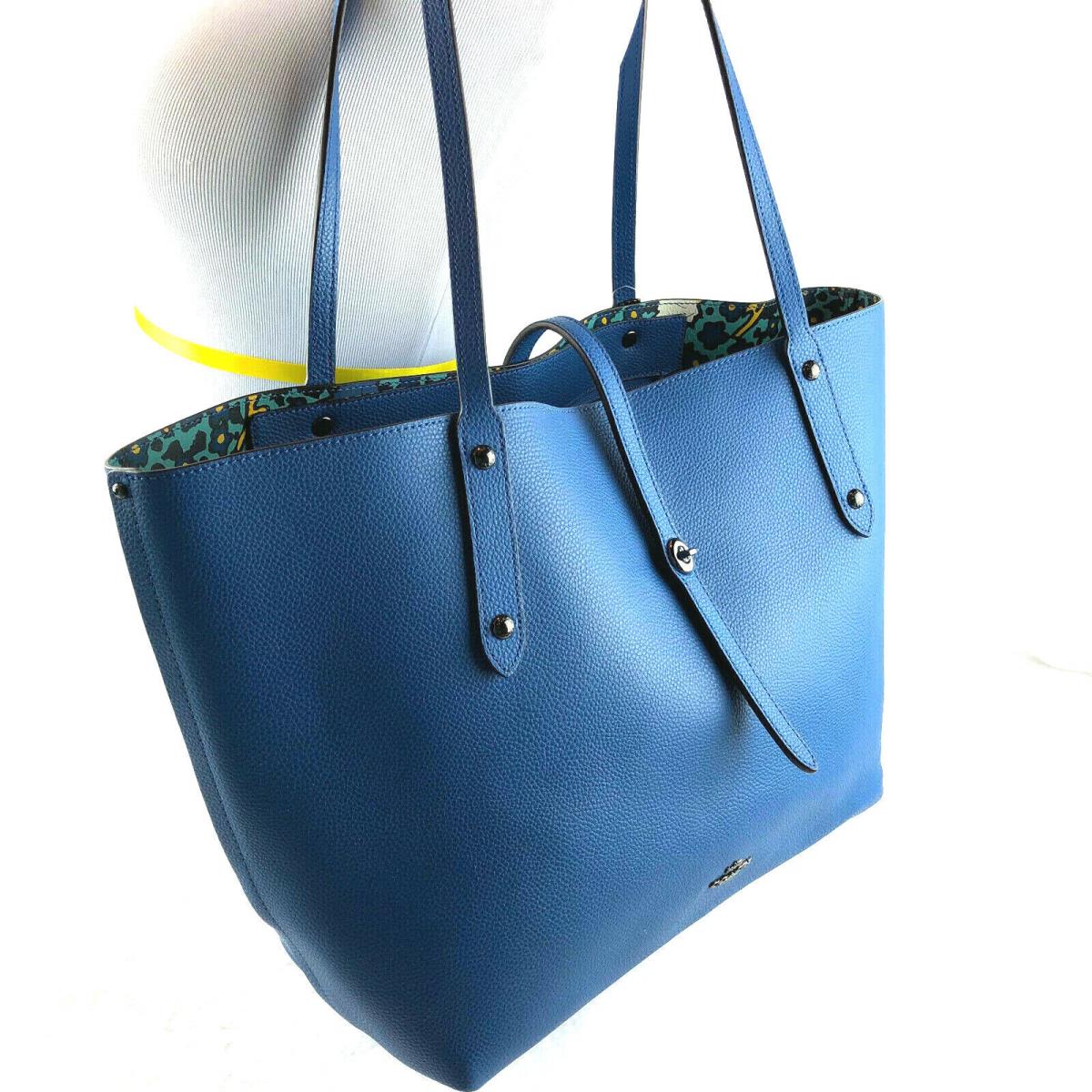 Coach Printed Leather Market Tote Large Blue 58850 Retail