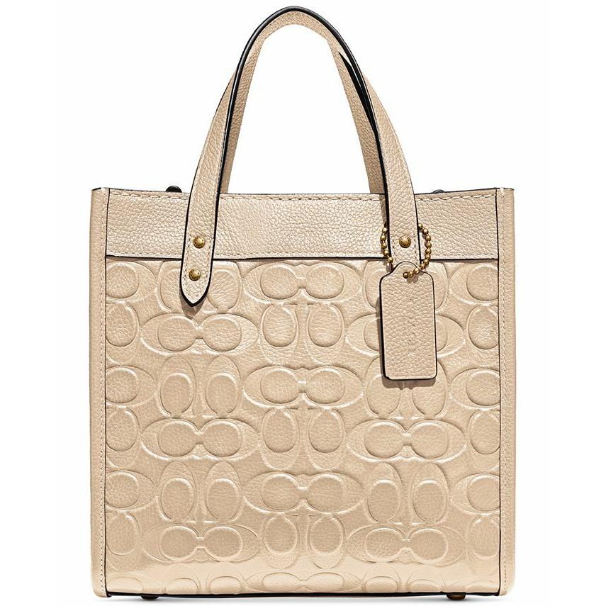 Coach Field Tote 22 Brass/chalk C4829 in Signature Leather Packag - Exterior: Ivory